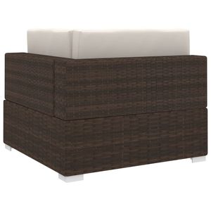 Divano Angolare in Polyrattan Marrone con Cuscini per Esterni - Product Image 4