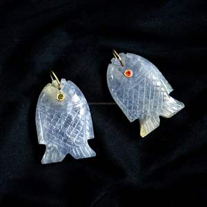 จี้ปลาไอโอไลต์ธรรมชาติ เงินแท้ 925 ทำมือ จี้รูปปลาประดับพลอย สร้อยคอแกะสลักด้วยมือ เครื่องประดับคริสตัลบำบัด ทำเอง ขายส่ง - Product Image 4