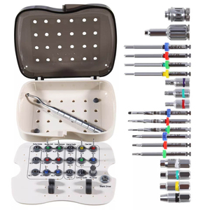 DIVIED INTERNATIONAL Dental Surgical Instrument Set Manual Hand Tools Multiple <b>Drill</b> Bits <b>Guides</b> Silver CE Certified Class II - Product Image 1