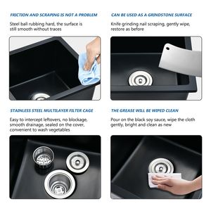 Lavello da Bar Sottopiano in Quarzo 45,7 cm L x 40,6 cm L con Cestello Filtrante per Uso in Cucina - Product Image 4