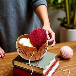 Bol à laine créatif en bois d'acacia pour la maison, idéal pour le tissage et le tricot à la main, outil multifonctionnel, best-seller - Product Image 1