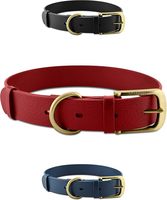 Collier pour chien en cuir véritable, personnalisé, couleur unie, de luxe, avec rivets, durable, vente en gros