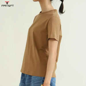 T-shirt à col rond pour femme en coton décontracté à manches courtes - Product Image 3