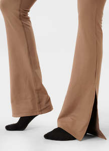 High Waist Full Length <b>Flared</b> Leg Yoga <b>Leggings</b> With Side Stripe Seamless Spandex Nylon Women Pants - Product Image 4
