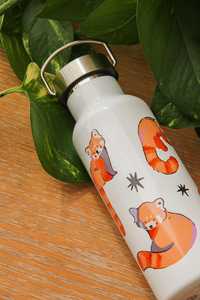 Linda botella de agua de acero inoxidable con diseño de panda rojo, con tapa, portátil, de gran capacidad, para viaje. - Product Image 2