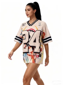 Maillots de football américain tissés personnalisés, t-shirts de football coupe classique, col en V, sans manches, 100 % polyester, écologiques, vente en gros - Product Image 3