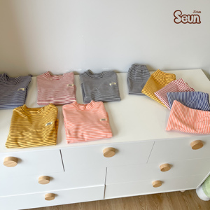 ชุดเซ็ตเสื้อแขนยาวลายทางสำหรับเด็ก SeunKids ผลิตจากผ้าฝ้ายผสมโพลีเอสเตอร์เนื้อนุ่ม สำหรับเด็กชายและเด็กหญิง ผลิตในเวียดนาม - Product Image 1