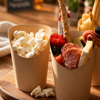 Gobelets à frites en papier kraft brun de 12 oz, supports jetables pour charcuterie et collations, pour la restauration, les fêtes et la vente en gros