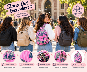 Unique Egypt <b>Cat</b> Printed <b>Backpack</b> | Unisex Cotton Quilted School Bag | <b>Backpack</b> for School, College, Travel & In Daily Use - Product Image 6