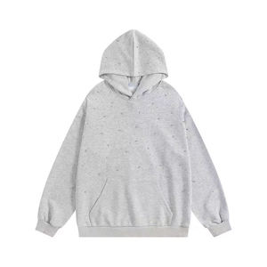 เสื้อฮู้ดดี้โอเวอร์ไซส์ผ้าฟลีซประดับคริสตัลหรูหรา หนานุ่ม ใส่สบาย สไตล์ Y2K สตรีทแวร์  สำหรับทุกเพศทุกวัย - Product Image 2