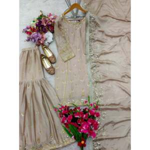 Conjunto de ropa de fiesta de diseñador para mujer con top-Sarara y Fancy Dupatta - Product Image 4