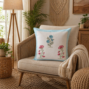 Hand Block Floral Duck Cotton Cushion Cover Decorative <b>Sofa</b> <b>Pillow</b> Cover for Living Room Home Decor - Product Image 4