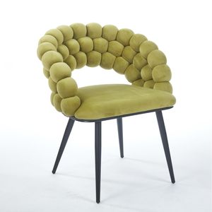 Juego de 2 Sillas de Comedor Modernas Verdes con Patas de Tubo de Hierro Dorado, Cojines Suaves y Respaldo Cómodo - Product Image 2