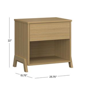 Solid Wood <b>Bedside</b> <b>Table</b> with 1 Drawer Natural <b>Teak</b> Bedroom Nightstand - Product Image 5