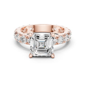 Anillos de compromiso o boda clásicos para mujer, de oro rosa macizo de 14 quilates, con diamante de corte Asscher cultivado en laboratorio, joyería para fiestas. - Product Image 1