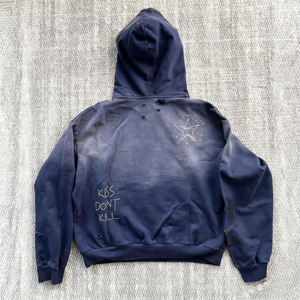 เสื้อฮู้ดดี้โอเวอร์ไซส์แบบสั่งทำพิเศษ ผ้าฝ้ายฟลีซเนื้อหนาพรีเมียม พิมพ์ลายกราฟิกสไตล์วินเทจ ลุคดิสเทรส สตรีทแวร์ OEM - Product Image 2