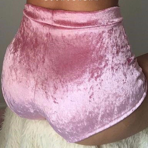 Shorts en velours taille haute avec cordon de serrage latéral, style club sexy, pour femmes, tailles S-XL, shorts en velours avec cordon de serrage pour femmes, grandes tailles - Product Image 3