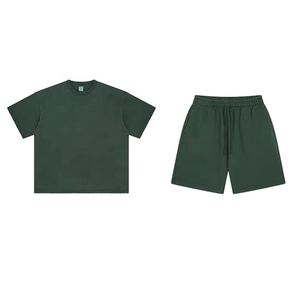 Ensemble t-shirt à col rond et short à taille élastique pour homme, couleur dégradée, séchage rapide, polyester tricoté, vêtements décontractés d'été - Product Image 1