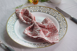 Serviettes imprimées au bloc, motif floral rouge et blanc, en tissu de luxe, pour décoration de table de mariage, cadeau de pendaison de crémaillère, réutilisables - Product Image 6
