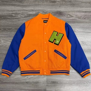 Orange Blue Varsity <b>Jacket</b> Men's Letter H Applique Patch Casual College Style Bomber <b>Jacket</b> Autumn Wear - Product Image 5