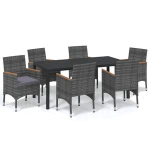 Set da pranzo da 7 pezzi in Poly Rattan grigio con cuscini per il tempo libero in giardino - Product Image 2