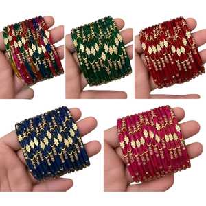 Bracelets en verre traditionnels du Cachemire, Churiyan, bijoux ethniques colorés faits à la main, bracelets de mariage et de fête pour femmes, vente en gros - Product Image 1