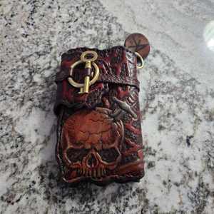 Nouveau Portefeuille Bifold en Cuir Véritable 100% avec Bouton Pression, Motif Crâne Sculpté à la Main, Tendance 2026, pour Plusieurs Cartes - Product Image 6