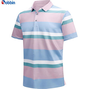 คอลเลคชั่นฤดูร้อน เสื้อโปโลผู้ชายลายทางสุดเทรนดี้ เสื้อโปโลผู้ชายแบบมีกระเป๋าเสื้อผ้าฝ้ายแขนสั้นสำหรับเล่นกอล์ฟ - Product Image 2