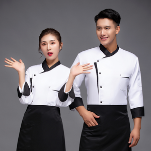 ชุดยูนิฟอร์มร้านอาหารจากโรงงานโดยตรง ชุดเชฟ ชุดพนักงานเสิร์ฟ ชุดพนักงานครัวโรงแรม ชุดทำงาน OEM ขายส่ง - Product Image 1