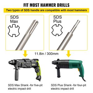 Kit di frese a tazza per cemento 1 2/11\" 1 3/5\" 2 9/16\" 3 5/32\" 3 15/16\" Punte da trapano HSS per metallo con attacco SDS Plus SDS MAX per fori nel muro - Product Image 6
