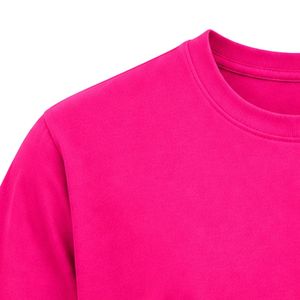 เสื้อยืดสีชมพูสด ผ้าฝ้าย คอกลม แขนสั้น สไตล์ลำลอง แฟชั่นสำหรับทุกเพศ สวมใส่สบายในชีวิตประจำวัน สไตล์คลาสสิก เนื้อผ้านุ่ม - Product Image 5