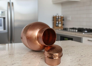 Custom Pure Copper Water Bottle Handmade Ayurvedic Drinking Water <b>Storage</b> Vessel with Hammered Finish for Home and Travel - Product Image 2