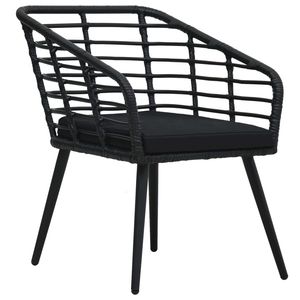 Set di 2 Sedie da Giardino in Rattan Nero, Arredamento Esterno Contemporaneo con Cuscini in Schiuma, Gambe Affusolate, Design Durevole - Product Image 2
