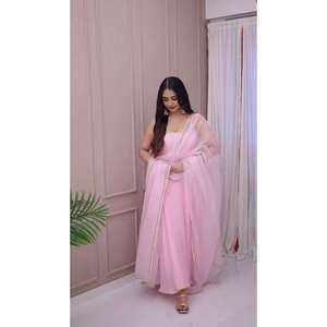 Traditional Muslim <b>Clothing</b> & <b>Accessories</b> Set Elegant Embroidered Gown & Dupatta with Sequence Work - Product Image 2