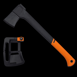 Hache avec manche en plastique, couleur orange et noir, pour la survie - Product Image 2