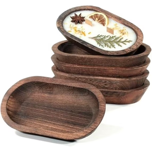 Cuenco Rústico de Madera Natural para Velas, Bandeja Portavelas Hecha a Mano, Estilo Rústico, Ecológico y Duradero, para Exhibición de Velas y Potpourri - Product Image 3