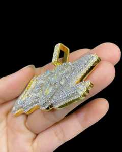 Pendentif personnalisé en moissanite VVS avec nom, pendentif lettre en moissanite, argent 925 plaqué or, bijoux hip-hop, pendentif bicolore - Product Image 3