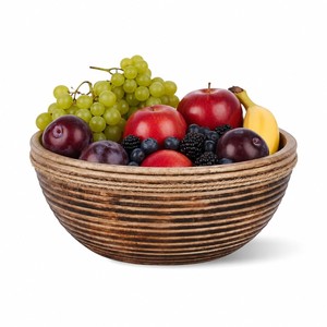 Aqdus Saleem pour Bol à Fruits Traditionnel en Bois Torsadé en Spirale |   Bols en bois faits à la main pour table, Inde, vente en gros - Product Image 1