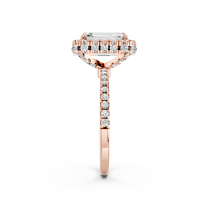 Anillo de Compromiso Zota Jewel de Oro Rosa de 14k con Diamante Cultivado en Laboratorio con Corte Esmeralda y Halo, Certificado IGI, Joyería Fina de Lujo - Product Image 3