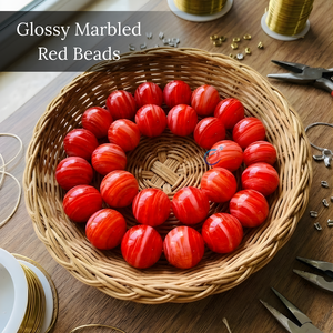 Cuentas Sueltas de Rondelle Rojas con Banda Decorativa de Primera Calidad, 8 Pulgadas |   Cristal de Vidrio Brillante para Pulseras, Collares y Manualidades - Product Image 2
