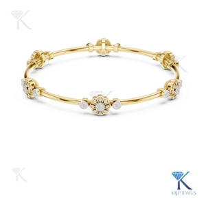 Elegant Diamond Flower Station <b>Bangle</b> 14K 18K <b>Solid</b> <b>Gold</b> Fine Women Luxury Cluster Jewelry Manufacturer Wholesale SupplieR - Product Image 1