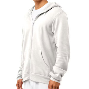 Sweat-shirt en molleton uni blanc unisexe à fermeture éclair, coupe classique, manches longues, 100% coton, vêtements d'hiver, Bella Canvas 300g, sweat à capuche - Product Image 3
