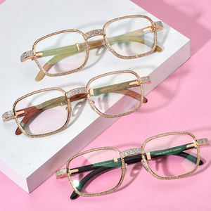 Luxurious Gold Rectangle <b>Sunglasses</b> Full Rim Crystal Accents UV400 Protection Unisex Adult Eyewear - Product Image 3