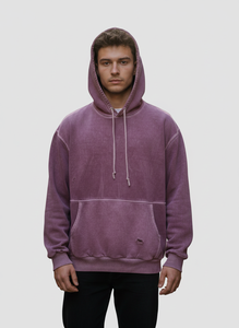 เสื้อฮู้ดดี้ผู้ชายสไตล์วินเทจคุณภาพสูง ผ้าฟอกสีซีดแบบยุค 90 สีชมพูซีด สวมใส่สบายสำหรับทุกคน สตรีทแวร์ - Product Image 2