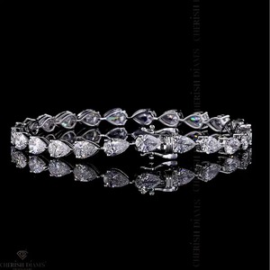 Pulsera de Diamantes de Corte Pera Cultivados en Laboratorio de Lujo, Oro Blanco de 18K, 12.43 CT, para Mujer, Proveedor Indio - Product Image 5