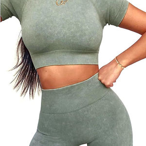 Conjunto Deportivo de Yoga para Mujer, 2 Piezas, Top Corto con Tirantes Cruzados, Shorts de Cintura Alta, Conjunto de Brasier y Shorts Sublimados - Product Image 3