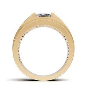 Bague pour homme en émeraude et diamant de laboratoire, sertie de pierres blanches sophistiquées, bijoux de mariage modernes et luxueux - Product Image 4