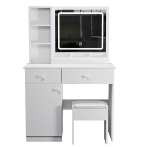 Fashionable White Vanity <b>Desk</b> 3-Color Lighting Adjustable Brightness 2 <b>Big</b> Drawers Makeup Table Set for Your Daily Makeup - Product Image 6