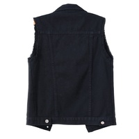 Femmes décontracté confortable respirant coton Denim gilet avec bouton décoration nouveau Style court haut sans manches