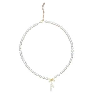 Collar de Perlas de Agua Dulce Naturales con Lazo y Borla, Elegante y Femenino, Cadena para Clavícula de Alta Gama, Novedad de Primavera - Product Image 5